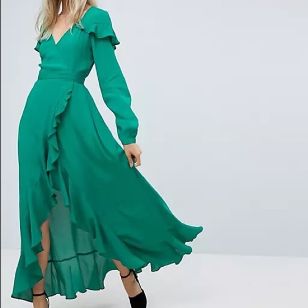 ASOS Green Wrap Dress Size 2